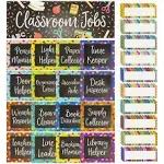 17-Piece Chalkboard Design Classroom Jobs Chart Set for Bulletin Board and 50 Blank Name Tags