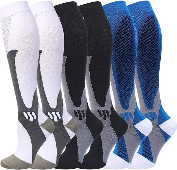 Double Couple 20-30mmHg Knee High Compression Socks (6 Pairs)