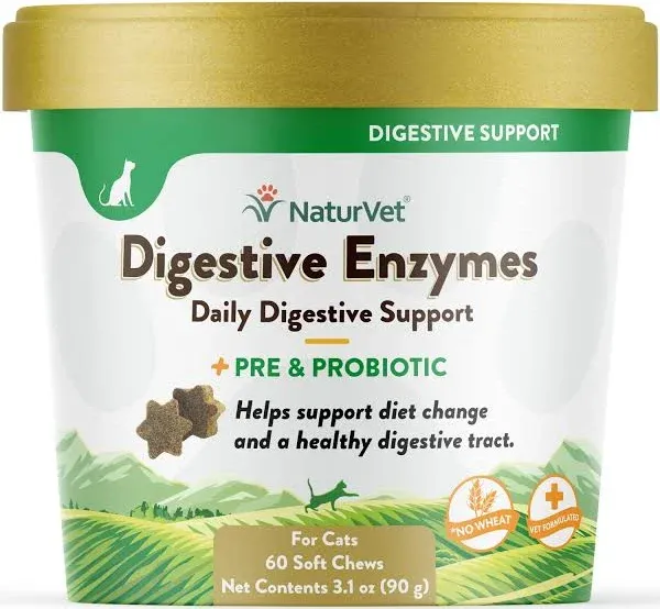 NaturVet Digestive Enzymes Plus Probiotic Soft Chews for Cats