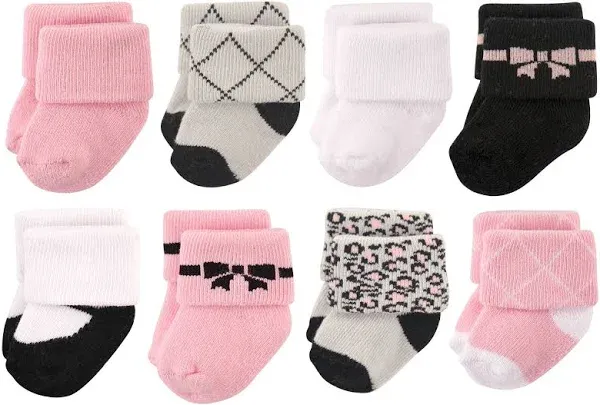 Hudson Baby Cotton Rich Newborn and Terry Socks Bows / 0-6 Months