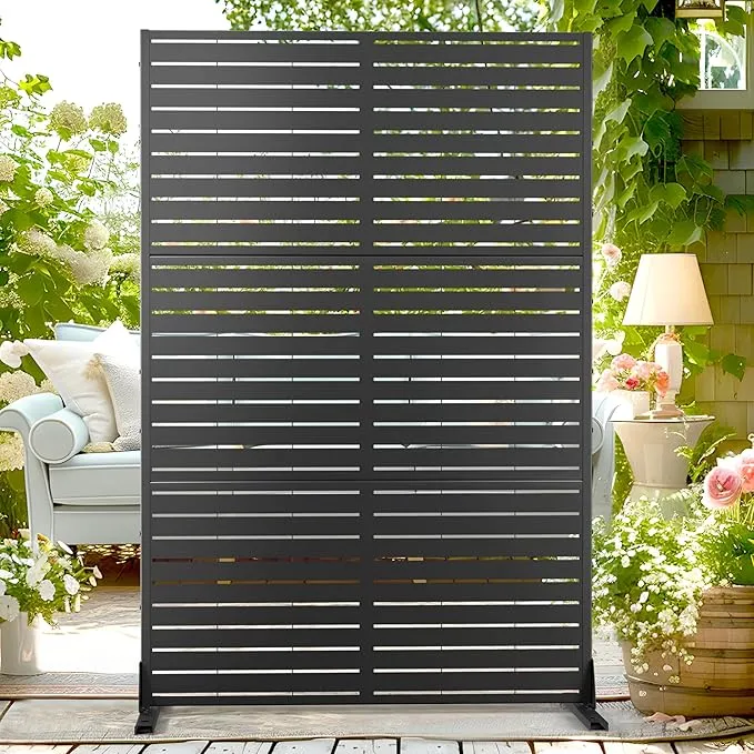 72" H×47" W Metal Privacy Screen Outdoor Privacy Screen Freestanding, Outdoor Privacy Screens and Panels for Patio Lawn Deck, Outdoor Privacy Panels Decorative Privacy Fence(Consists of 3 Panels)