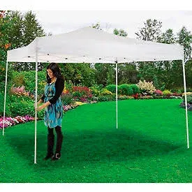 Global Industrial 602191WH Portable Pop-Up Canopy, Straight-Leg, 10'L x 10'W x 10'1"H, White