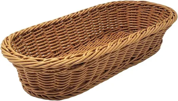 Kovot Wicker Bread Basket 14.5" Woven Polypropylene Basket – For Food Display and Serving – Snack Organizer Basket