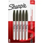 Sharpie Fine Tip Permanent Marker, Fine Bullet Tip, Black, 5/Pack - SpadezStore