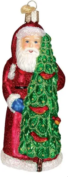 Old World Christmas Santa with Calling Birds Glass Blown Ornament