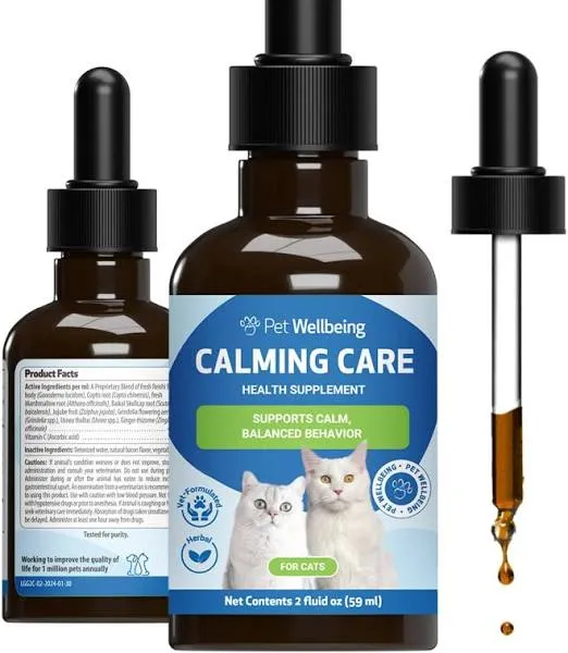 Pet Wellbeing Natural Support for Cat Anxiety and Stress - Calming Care 2oz (59ml)