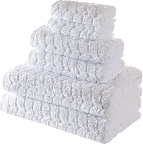 BAGNO MILANO 100% Turkish Cotton Jacquard Luxury Towel Set – Quick Dry Non-GMO Ultra-Soft, Plush and Absorbent Luxury Durable Turkish Towels Set (White, Bath Sheet)