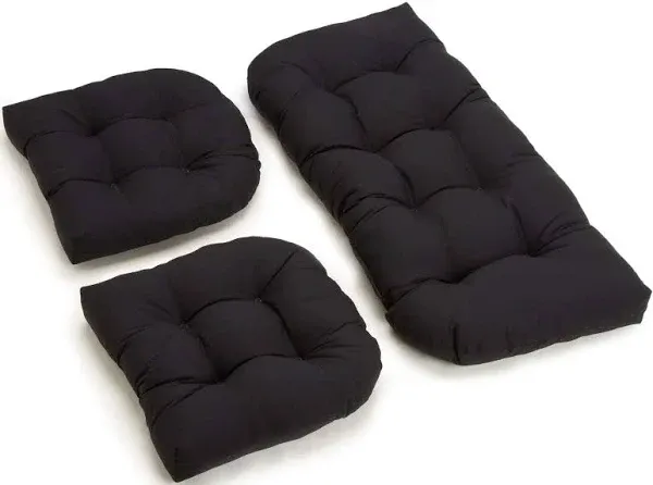 Blazing Needles U-Shaped Twill Tufted Settee Cushion Set (Set of 3)