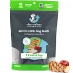 Shameless Pets Dental Treats for Dogs, A Cluck A Day - Healthy Dental Sticks with Digestive Support for Teeth Cleaning & Fresh Breath - Dog Bones Dental Chews Free from Grain, Corn & Soy