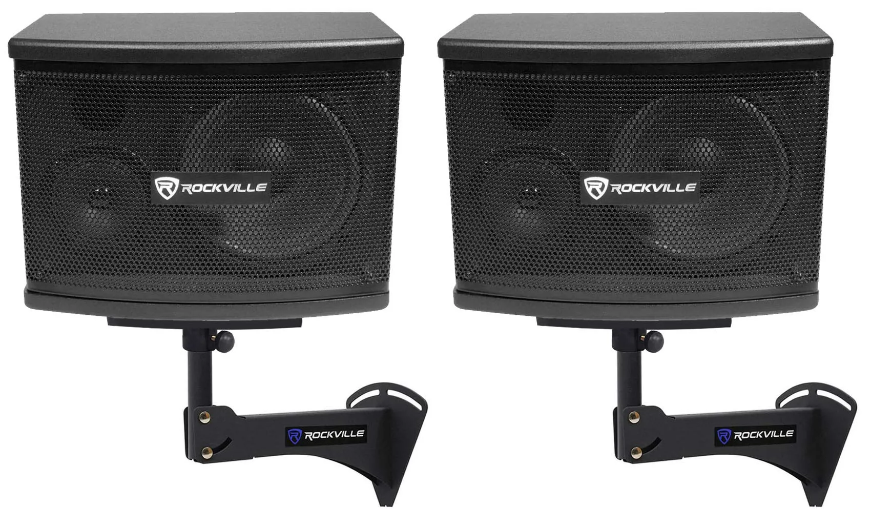 2) Rockville KPS65 6.5" 2-Way 400w Karaoke/Pro Speakers+Adjustable Wall Brackets