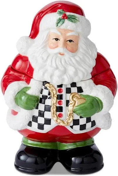 Black and White Check Figural Santa Candy Jar