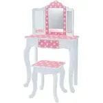 Teamson Kids Pretend Play Kids Vanity Table and Chair Vanity Set with Mirror Mak