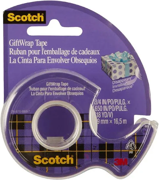 Scotch Satin Tape: 0.75 x 650 Inches, 1 Roll, Multicolor (G-19165)