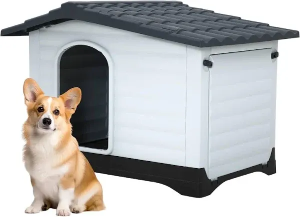 Dog House Indoor Outdoor Durable House with Weatherproof Pet Plastic Dog Hous...