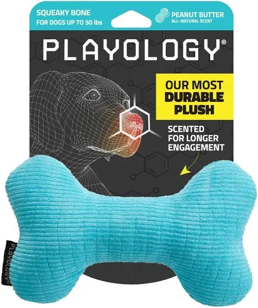 Playology Peanut Butter Plush Squeaky Bone Dog Toy