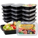 Ezalia 15 Pack Meal Prep Containers 32oz Plastic Food Prep Containers Reusable Le