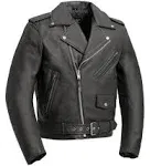 Superstar - Men's Motorcycle Leather Jacket, 100% Genuine Black Men’s Sporty Scooter Leather Jacket With Snap Down Lapel And Collar Epaulets. (Small)