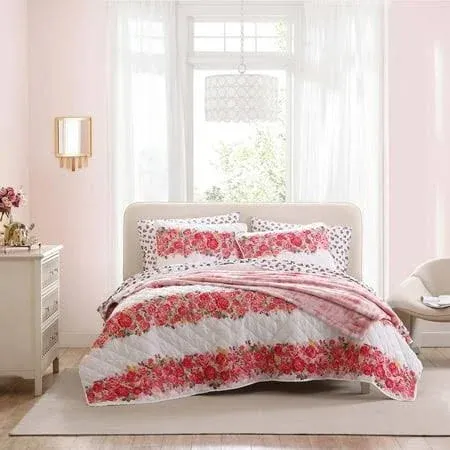 Betsey Johnson Banded Floral Reversible Quilt Set