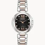 Citizen Capella Diamond Women&#039;s Watch Solar Powered 2-Tone Silver Rose Gold