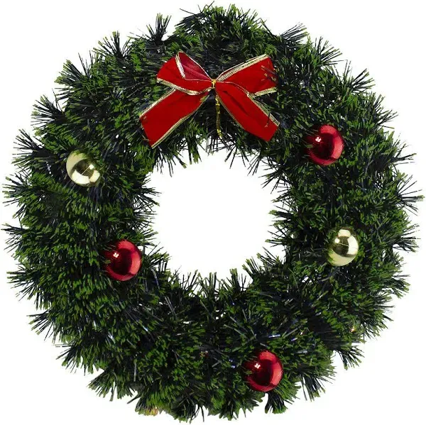 17" Green Tinsel Artificial Christmas Wreath with Bow