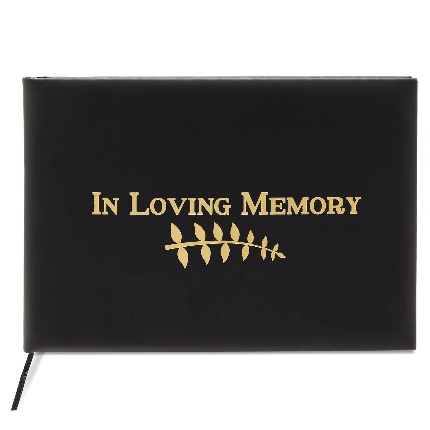 Black Funeral Guest Book for Memorial Service with 130 Pages, Gold Foil In Lo...