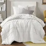 Comfort Spaces White Twin Size Duvet Cover Set 2 Pieces Pintuck Pleated Duvet Cover Twin All Season Lightweight Extra Softne