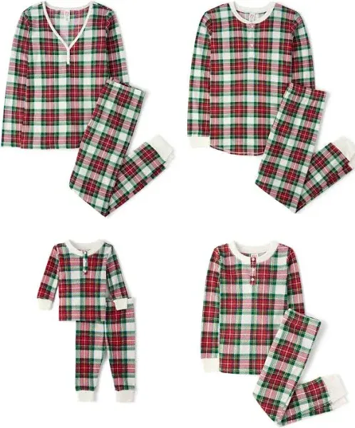 The Children's Place Women's Matching Plaid Thermal Pajamas Set