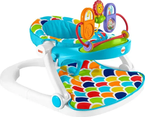 Fisher-Price Deluxe Sit-Me-Up Floor Seat With Toy Tray HAPPY HEALS COLORS