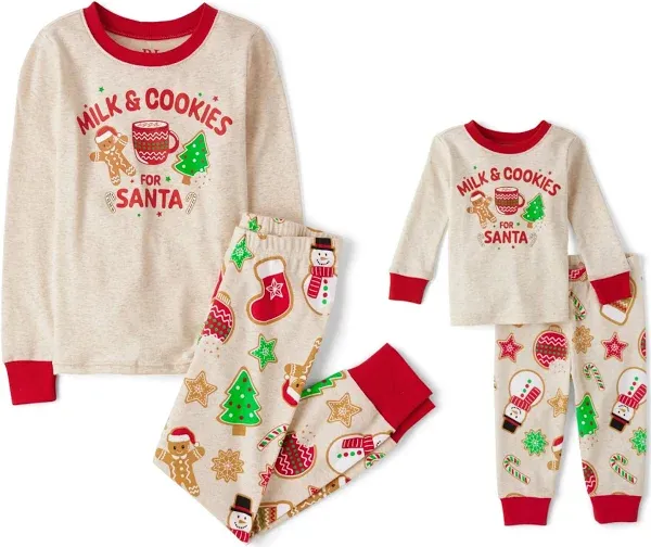 Baby 2 Piece and Kids Sibling Matching Holiday Pajama Sets Cotton Milk and Co...