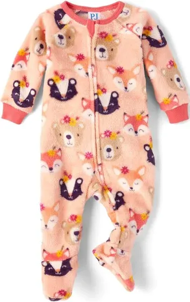 The Children's Place Baby Girls' and Toddler Fleece Zip-Front One Piece Footed Pajama