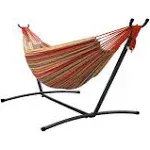 Lazy Daze Hammocks Double Hammock with 9ft Space Saving Steel Stand Includes Portable Carrying Case, 450 Pounds Capacity (Red&Yellow)