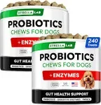 Strellalab Pet Probiotics for Dogs & Digestive Enzymes - Digestion & Gut Health Treats, Dog Probiotics Chews, Fiber Supplement, Anti Diarrhea,