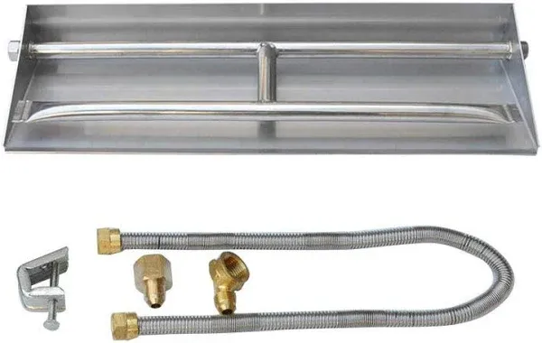 Stanbroil Stainless Steel Natural Gas Fireplace Dual Flame Pan Burner Kit