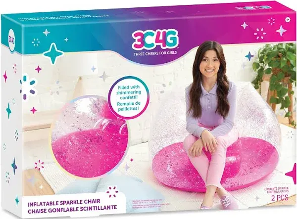 3C4G: Pink Glitter Confetti Inflatable Chair - Pink &amp; Sparkle 90s Inspired