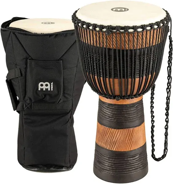 Meinl Earth Rhythm Series Original African-Style Rope-Tuned Wood Djembe with Bag