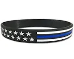 Thin Blue Line American Flag Bracelet, Thin Blue Line / 8"