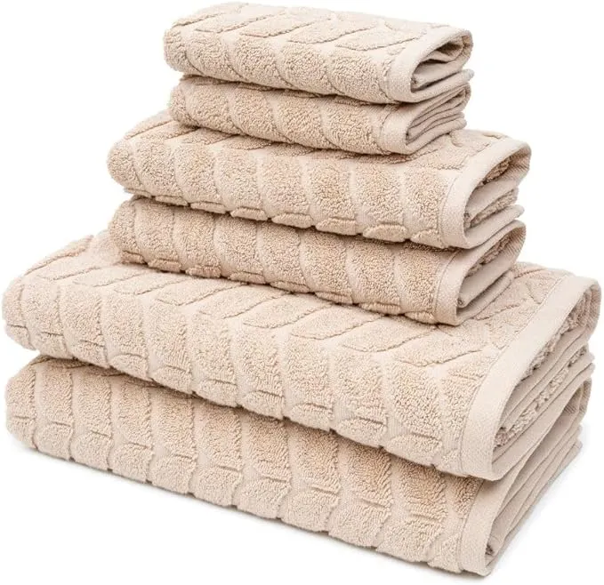 BAGNO MILANO 100% Turkish Cotton Jacquard Luxury Towel Set – Quick Dry Non-GMO Ultra-Soft, Plush and Absorbent Luxury Durable Turkish Towels Set (Latte, 2 pcs Bath Towel Set)