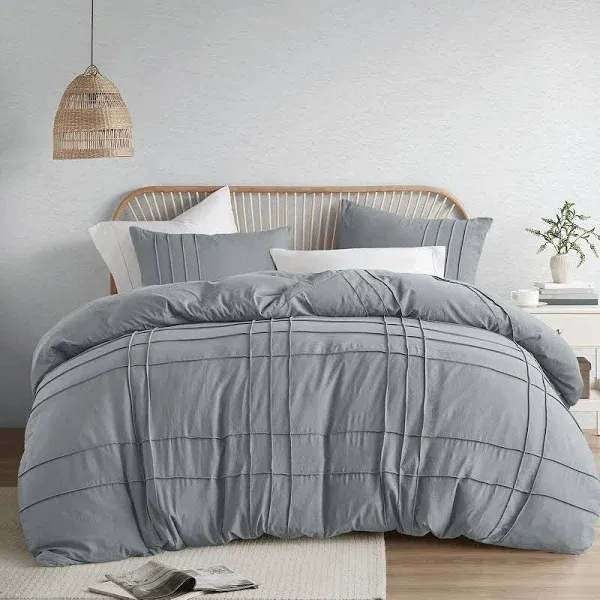 Comfort Spaces Size Duvet Cover Set 3 Pieces Pintuck Pleated Duvet Cover