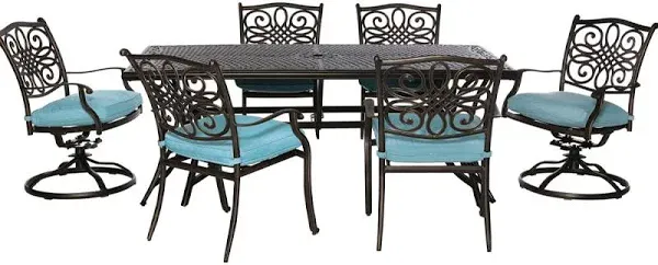 7-Piece Patio Furniture Dining Set Cast Aluminum Conversation Set W/ Cushion