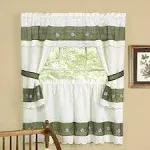 Achim Berkshire Embellished Cottage Window Curtain Set, Green