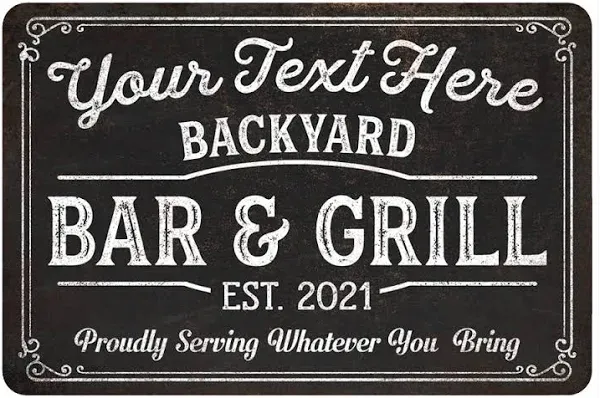 Personalized Backyard Bar and Grill Sign