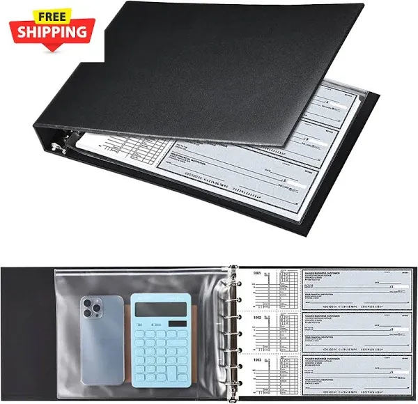 7 Ring Check Binder, 3-On-A-Page Business Checkbook Holder, 500 Checks Capacity,