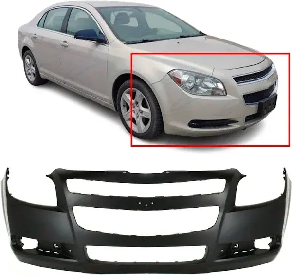 Fitparts Compatible with Front Bumper Cover 2008-2012 Chevrolet Malibu Ls Lt Ltz Hybrid Sedan 08-12. New, Primed and Ready for Paint. with Fog Light