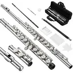 Flutes, Closed Hole C 16 Keys Flute Instrument, Student Flute for Beginner Ad...