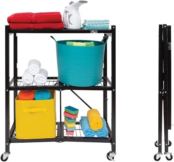 3-Tier Storage Shelves on Wheels, Steel Shelving Holds 750 Pounds, Heavy Duty Ga