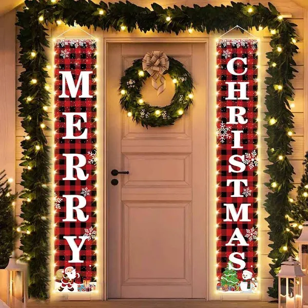 71 x 12 Inches Merry Christmas Lighted Banner for Doorway Porch Yard Festive ...