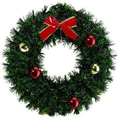 Northlight 17-Inch Pre-Lit Green Tinsel Artificial Christmas Wreath with Bow - Clear LED Lights