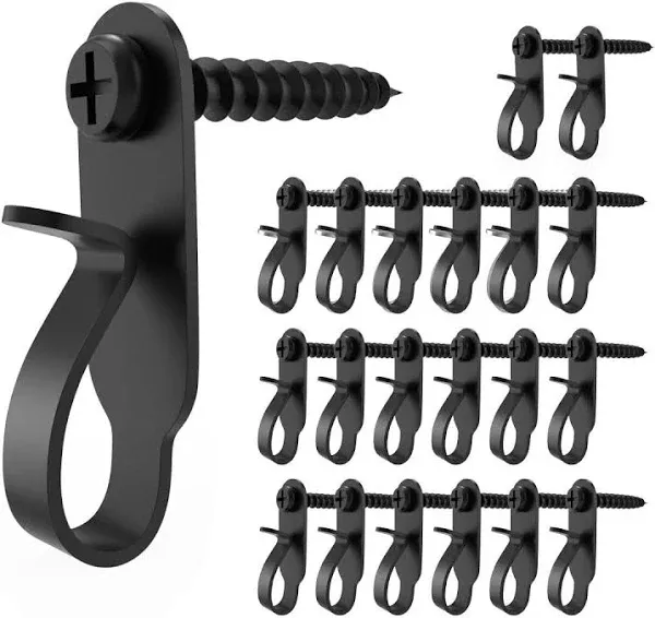 Elrswy Light Hanger Hooks,Screw Hooks for Hanging Christmas Light,Light Wire and LED Fairy LED Light Clips,Stainless Steel,Black,40 Pack