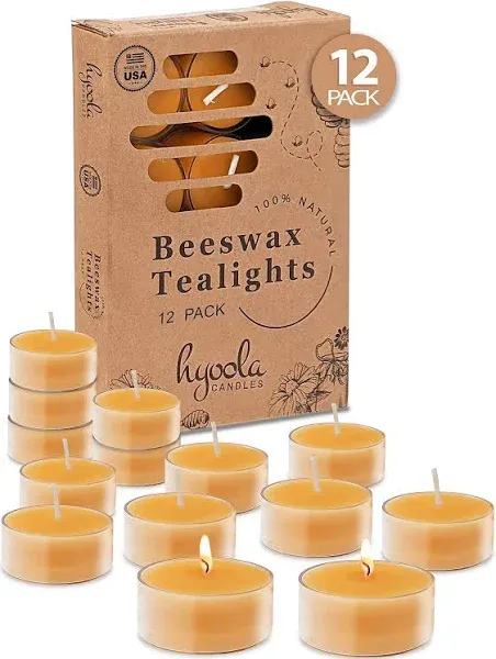 Hyoola Pure Beeswax Tea Lights 12 Pack