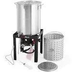 30 QT. Turkey Fryer Pot Set 50,000 BTU Turkey Deep Fryer with Basket and Burner Set Crafish Boiler, Ideal for Cooking Turkey, Crawfish, Crab